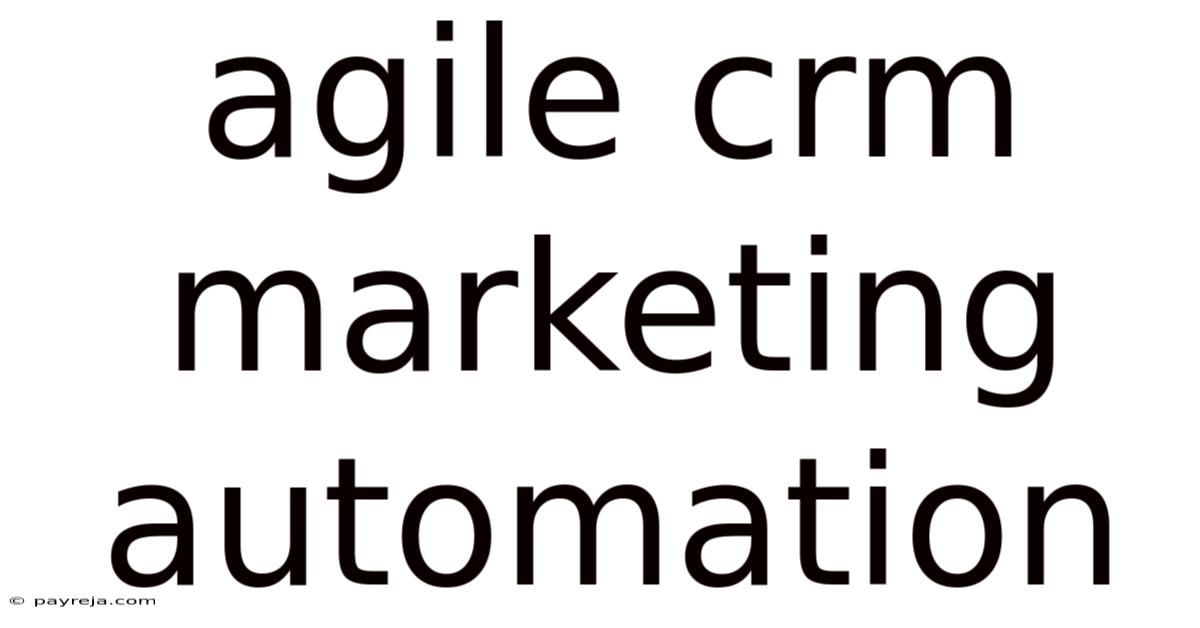 Agile Crm Marketing Automation
