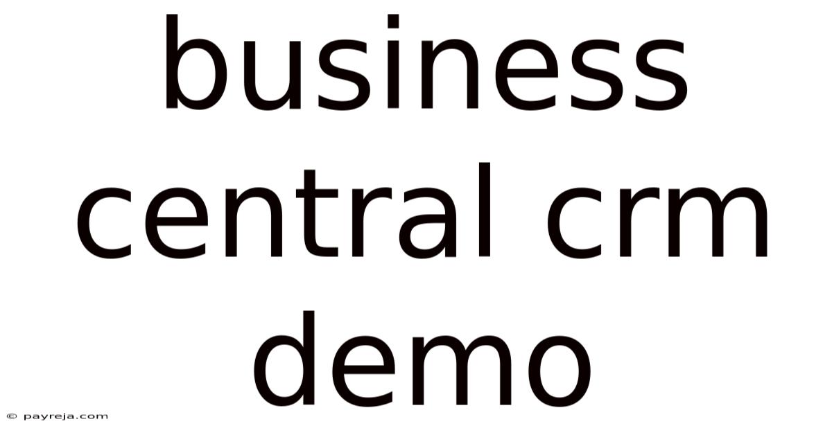 Business Central Crm Demo Business Central Crm Demo