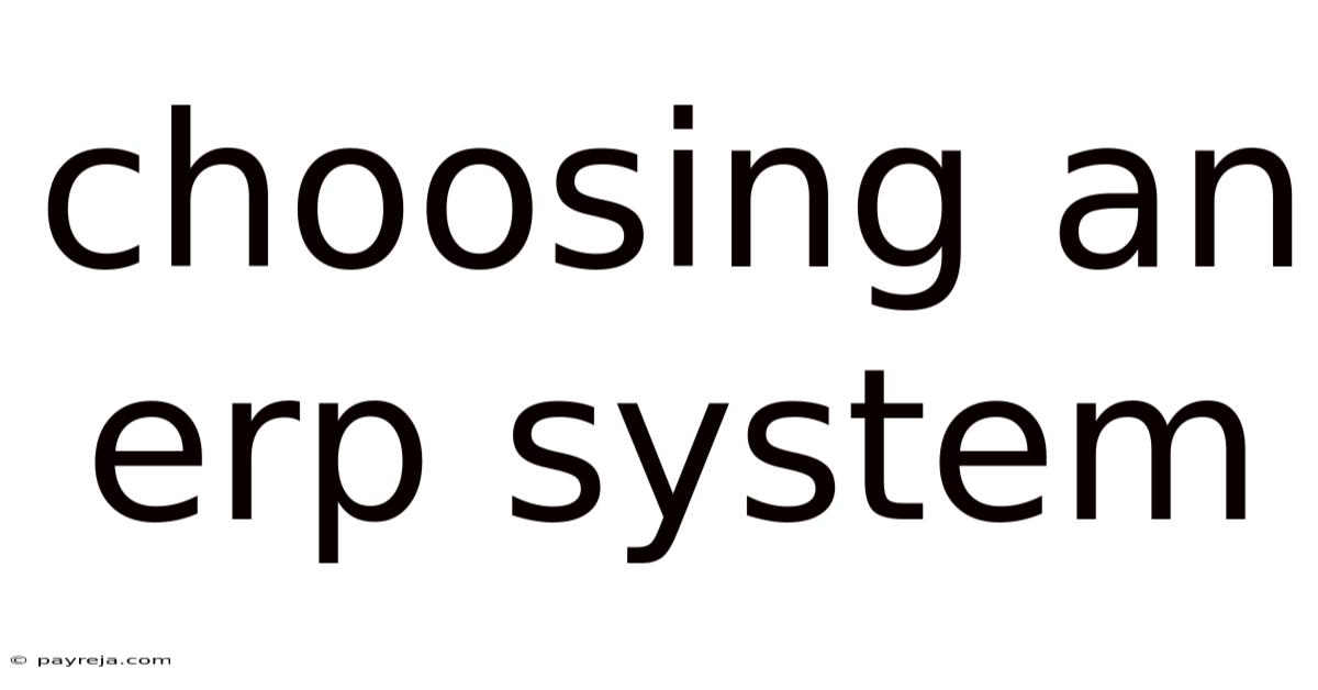 Choosing An Erp System Choosing An Erp System