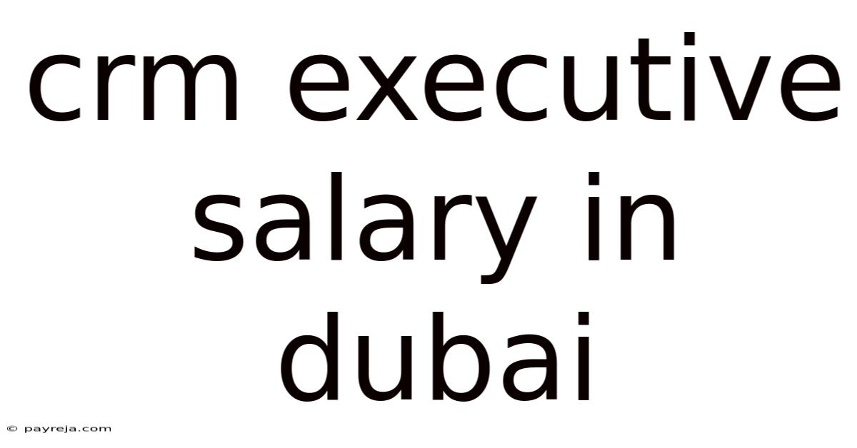 Crm Executive Salary In Dubai