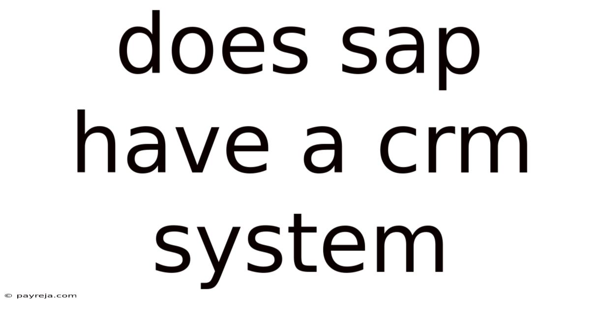 Does Sap Have A Crm System Does Sap Have A Crm System