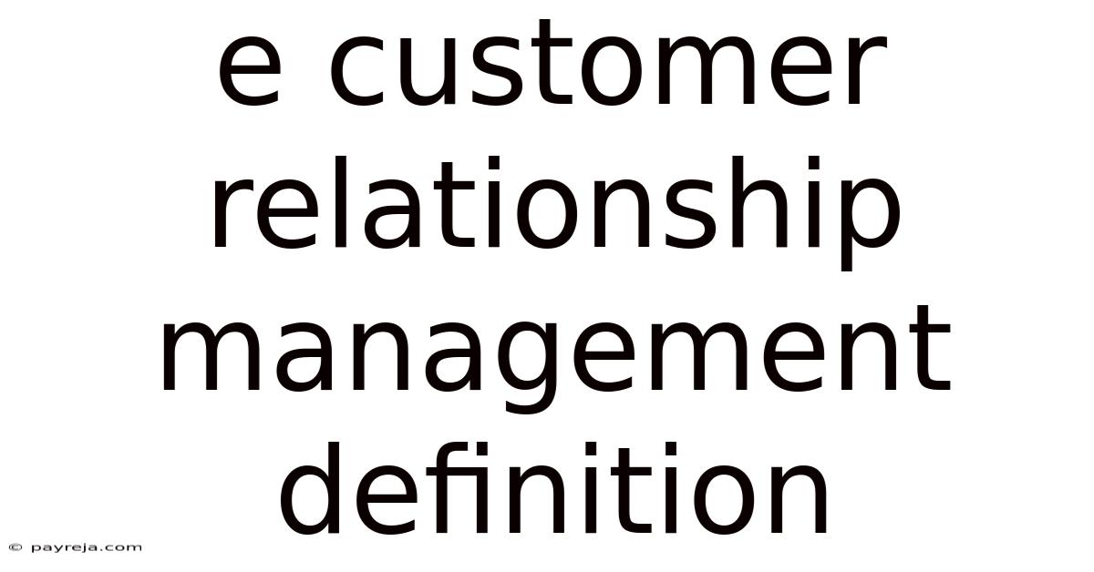 E Customer Relationship Management Definition E Customer Relationship Management Definition