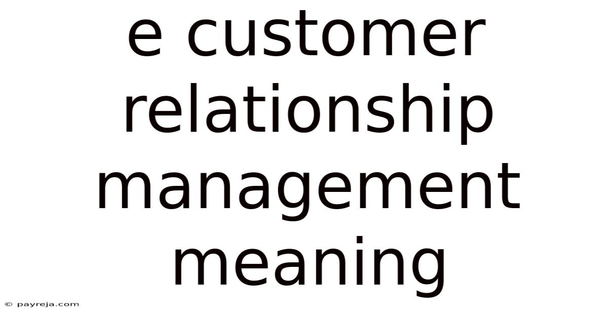 E Customer Relationship Management Meaning E Customer Relationship Management Meaning