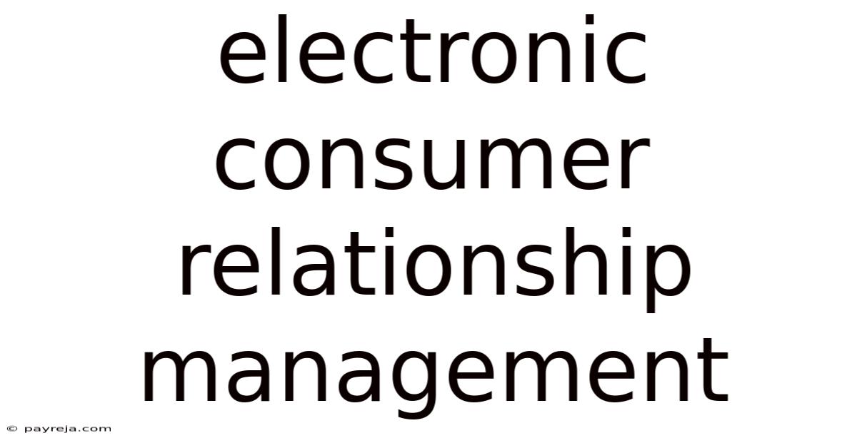 Electronic Consumer Relationship Management Electronic Consumer Relationship Management