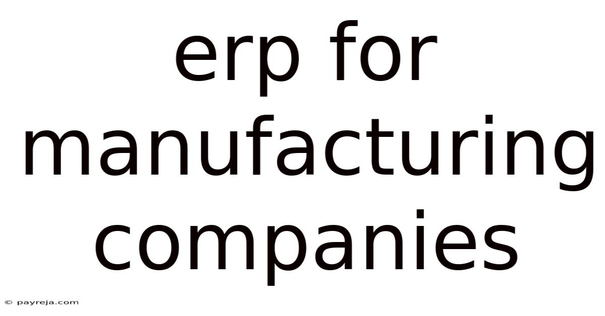 Erp For Manufacturing Companies Erp For Manufacturing Companies