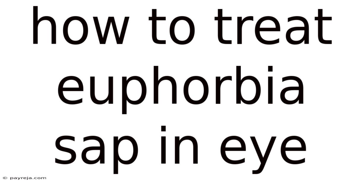 How To Treat Euphorbia Sap In Eye