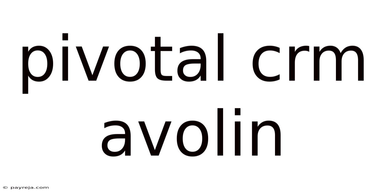 Pivotal Crm Avolin Pivotal Crm Avolin