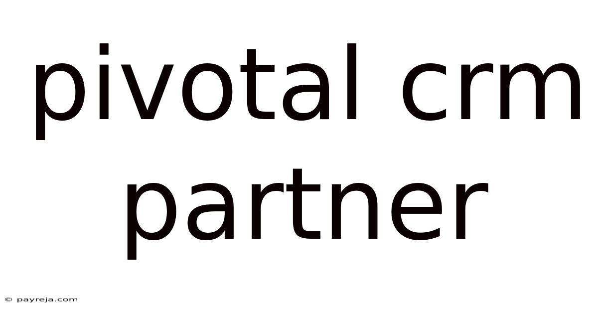 Pivotal Crm Partner Pivotal Crm Partner