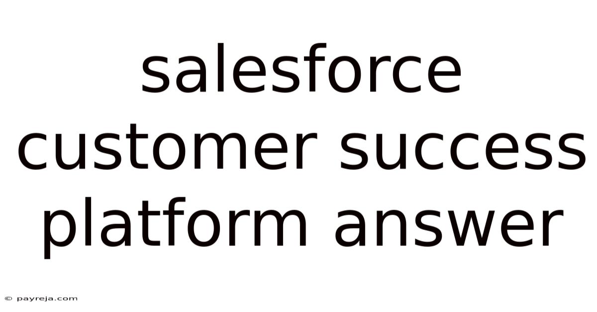 Salesforce Customer Success Platform Answer Salesforce Customer Success Platform Answer