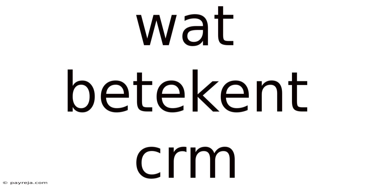 Wat Betekent Crm Wat Betekent Crm